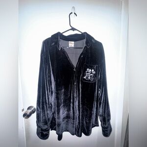 Disney Black Velvet Button Down Shirt
